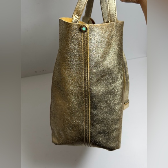 Tiffany & Co. Reversible Tote Bag Metallic Gold Leather/Mustard Suede - Picture 6 of 16